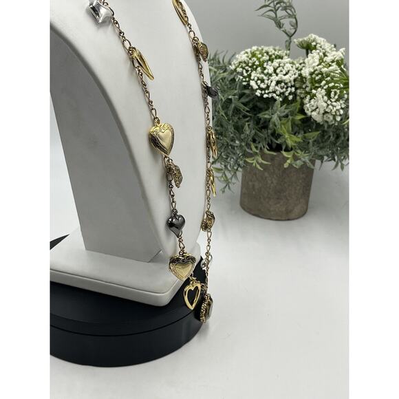 Betsey Johnson Gold & Silver Tone Multi Heart Necklace with 3 Lockets - Picture 10 of 14